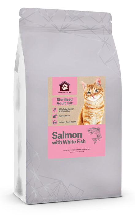 grain free-adult-cat-food-salmon-fish-sterilised cat-neutered cat-low fat-natural cat food- fresh cat food