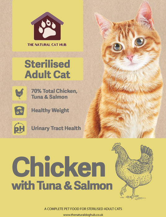 70%-chicken-tuna-salmon-adult-cat food-sterilised-neutered-indoor-weight control-senior-cat food