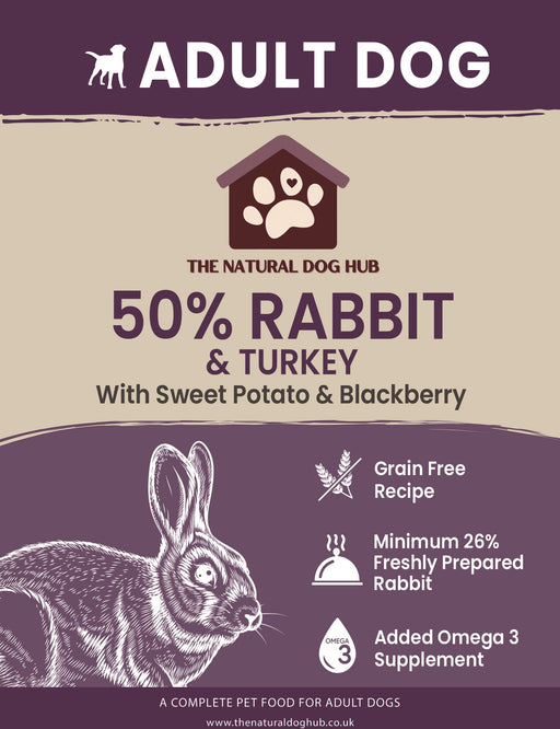 grain free-adult-dog food-rabbit-turkey-sweet potato-blackberry