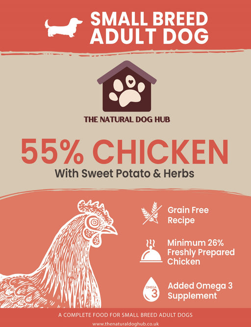 natural-Grain Free-SMALL BREED-freshly prepared-Chicken, Sweet Potato & Herbs-Complete-dog-Food