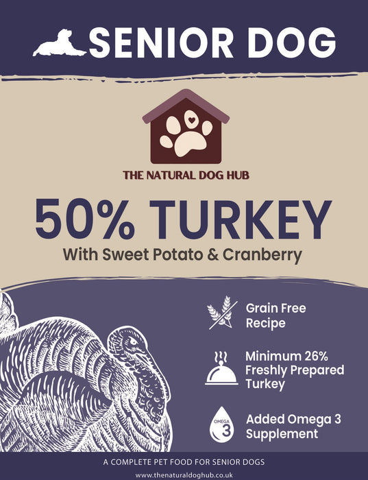 Grain Free -SENIOR- Turkey with Sweet Potato & Cranberry-dog food -The Natural Dog Hub-bulk buy-deal-natural