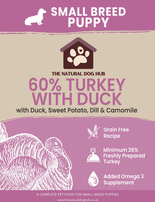 Grain Free-hypoallergenic-smallbreed-puppy-dog-food-turkey & duck-sweet potato-dill-camomile